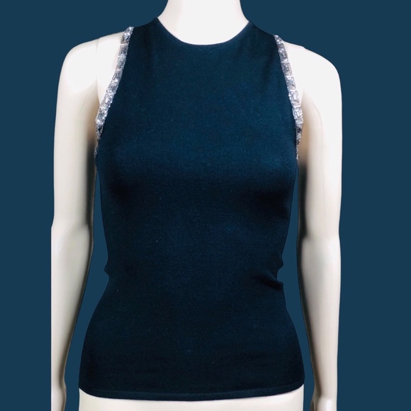 Versace black cashmere sleeveless top with crystals Sz 40 - Picture 1 of 10